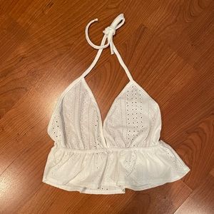 white ruffle crop top
